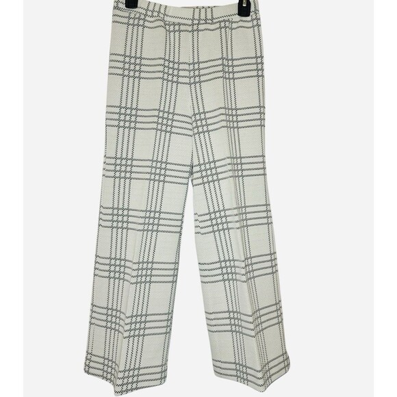 Vintage Hilton Head Sportswear Women’s 9/10 White Black Plaid Wide Leg Trousers - Picture 1 of 7